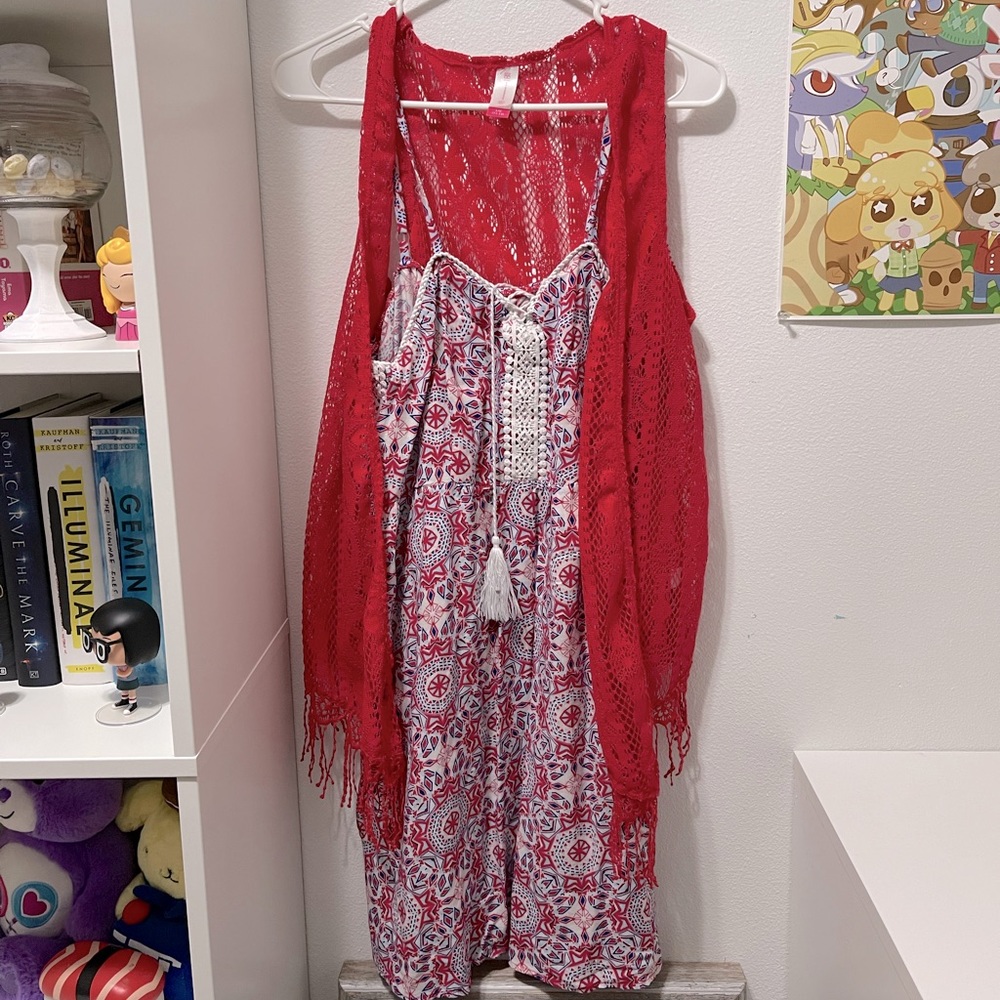 2010’s No Boundaries 4th of July Hippie Dress with Shaw, Size Large